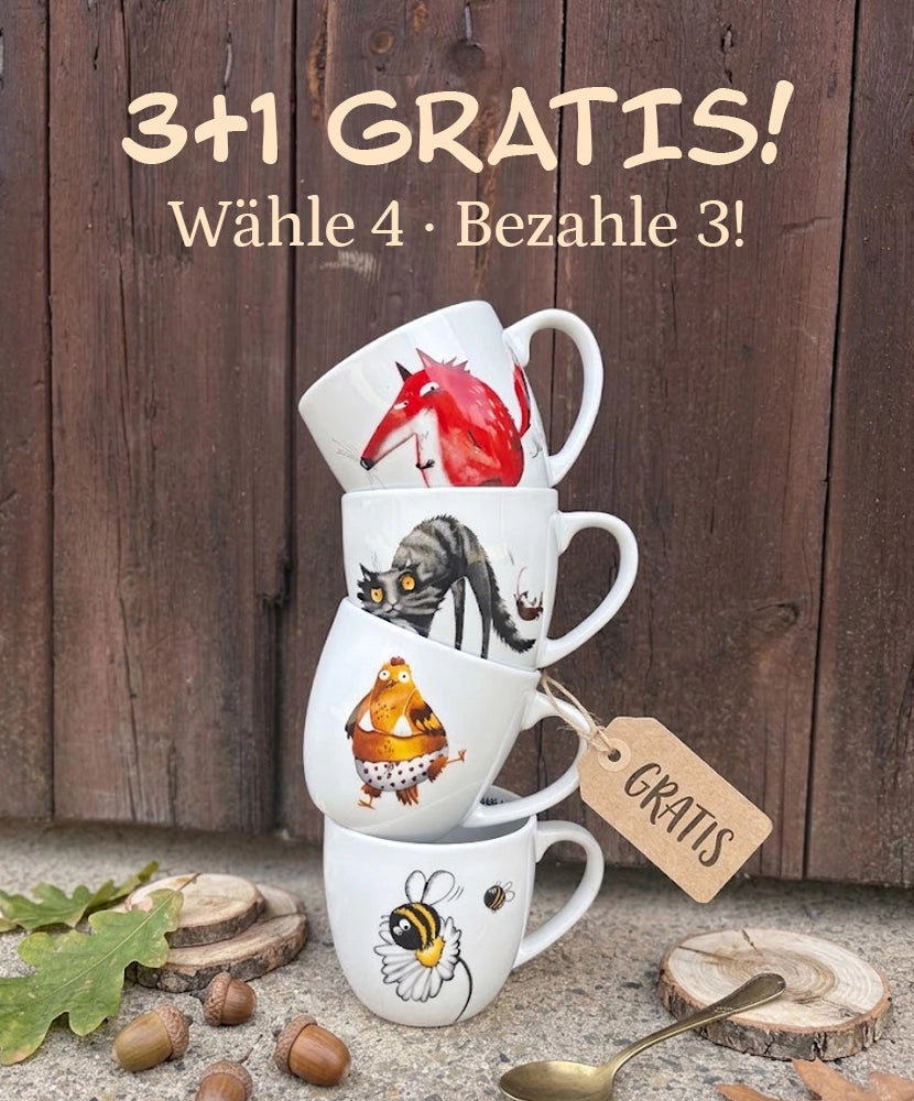 Tassen 4er-Set nach Wahl – 3 kaufen, 4. GESCHENKT!