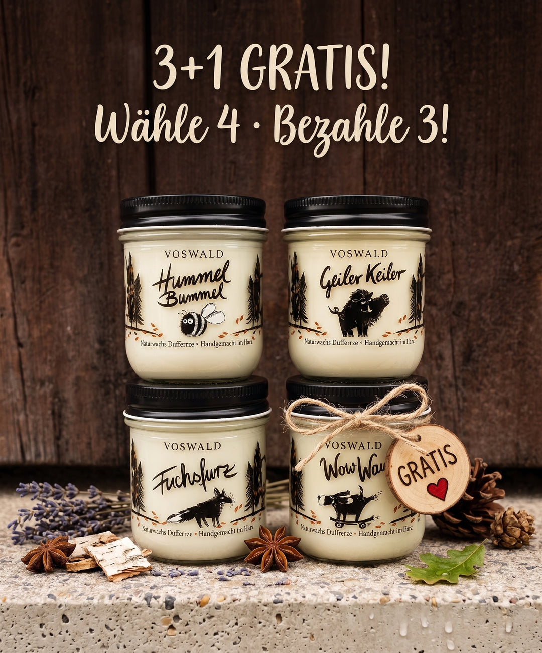 Duftkerzen 4er-Set – 3 kaufen, 4. GESCHENKT!